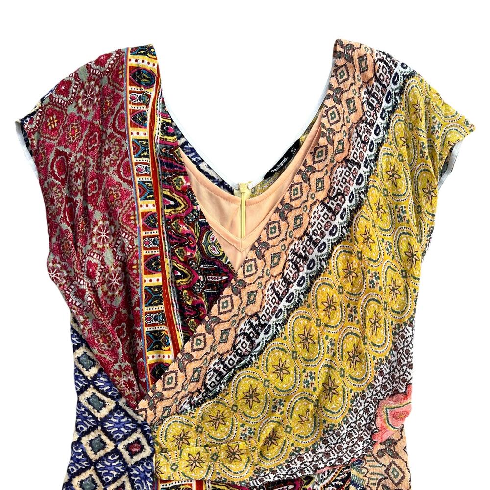 Desigual. Clanzie Boho Mixed Pattern Faux Wrap Dr… - image 3